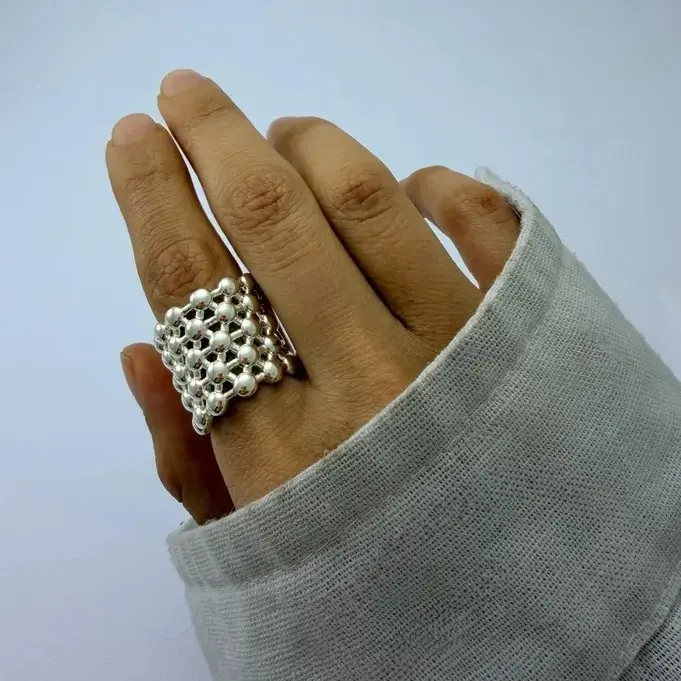 انگشتر نقره ای آب کاری نقره  فشن 