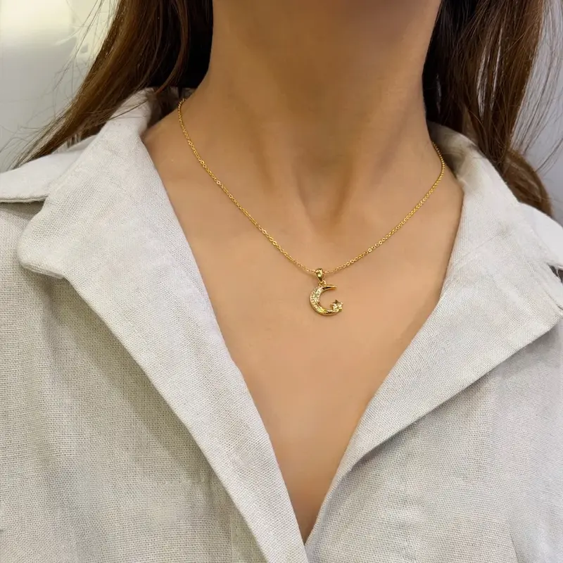 گردنبند طلایی استیل مون استار