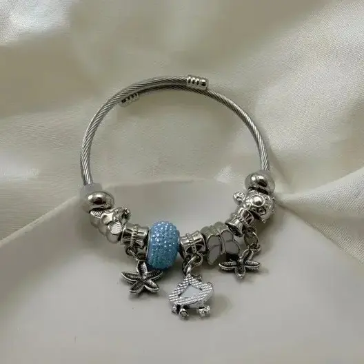 بنگل نقره‌ای استیل پاندورا کد BA00154