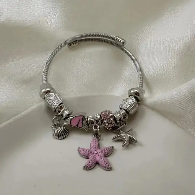 بنگل نقره‌ای استیل پاندورا کد BA00156