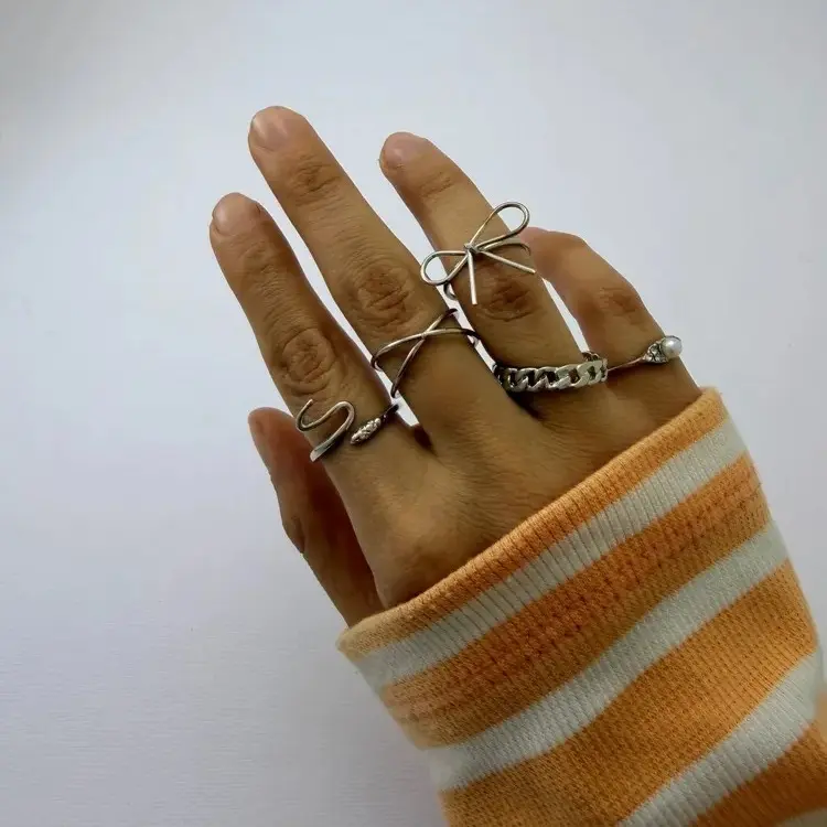 پک انگشتر نقره ای  فشن کد AN00093