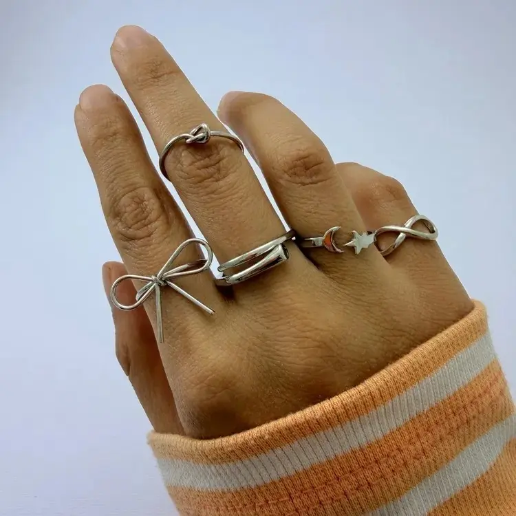 پک انگشتر نقره ای  فشن کد AN00094