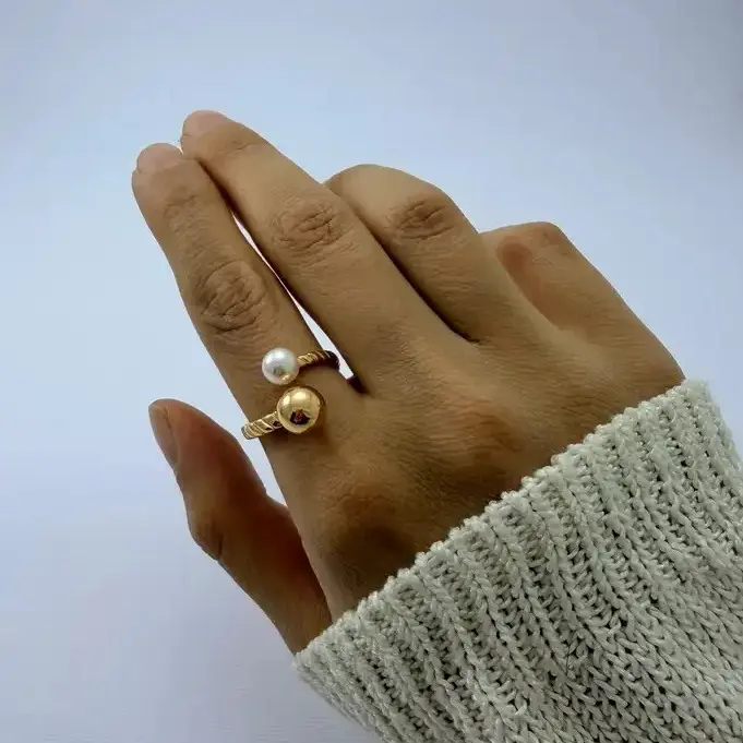 انگشتر طلایی مرواریدی ژوپینگ Pearl design کد AN00098