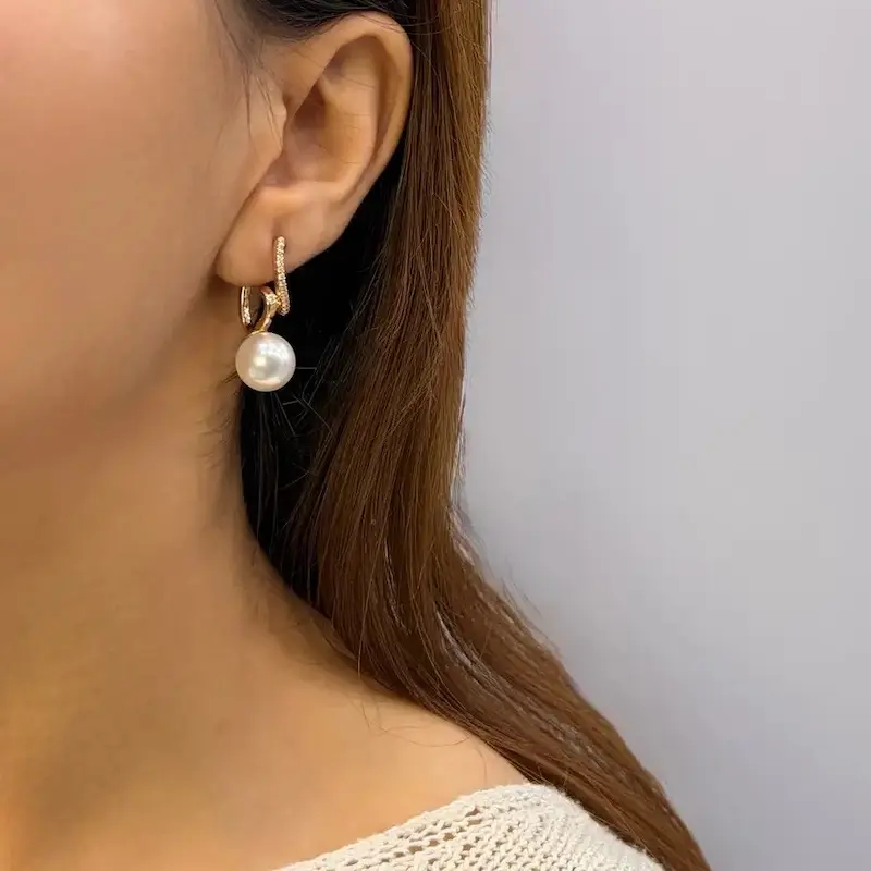 گوشواره طلایی مرواریدی ژوپینگ GO00178 Pearl Diamond