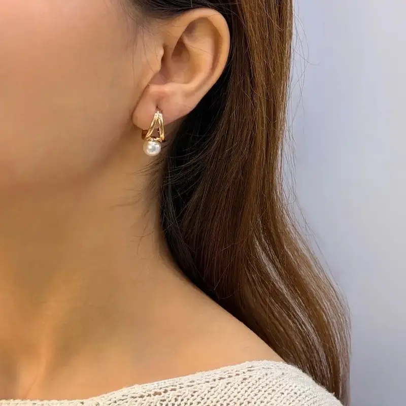 گوشواره طلایی مرواریدی ژوپینگ GO00179 Pearl