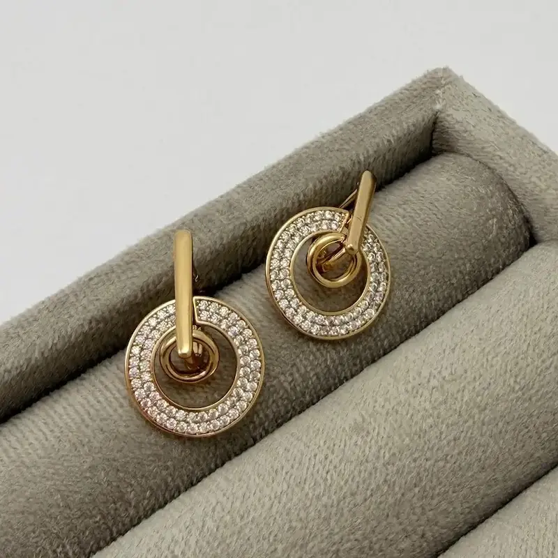 گوشواره طلایی ژوپینگ دیاموند رینگ GO00181 