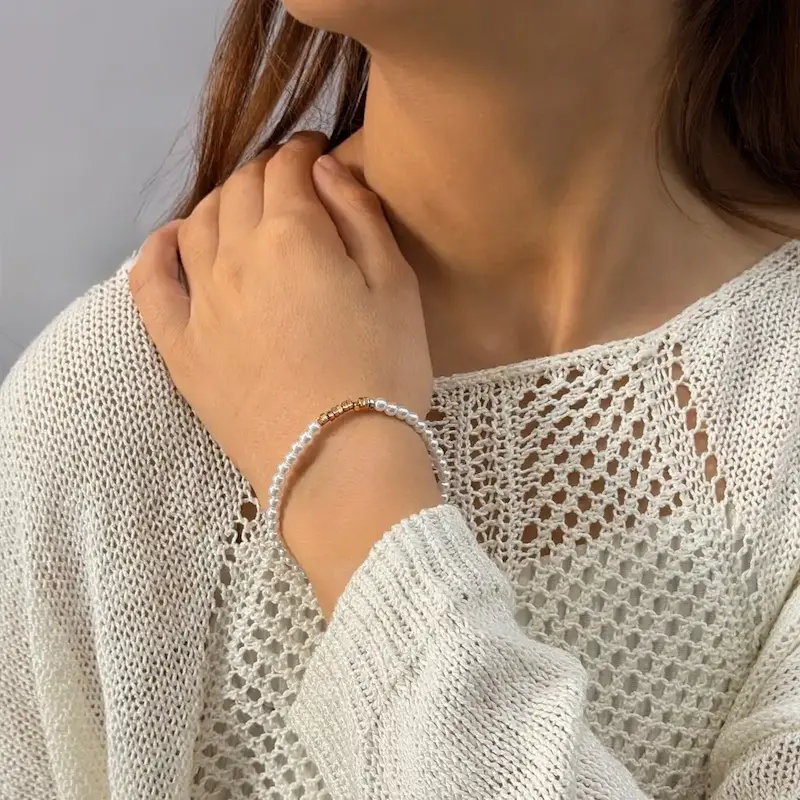 دستبند طلایی مرواریدی ژوپینگ Pearl کد DA00047