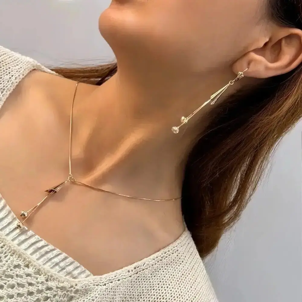 نیم ست طلایی گردنبند گوشواره ژوپینگ فلورا کد GA00118