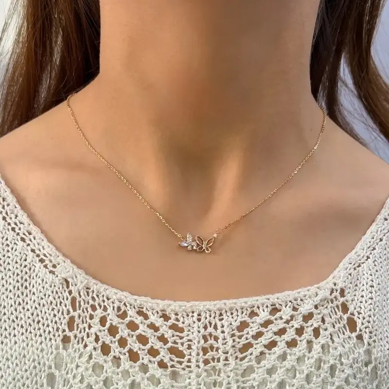 گردنبند طلایی پروانه ژوپینگ