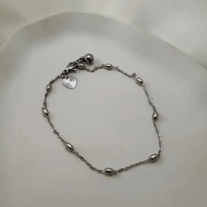 پابند نقره‌ای ژوپینگ Oval Beads کد PA00028