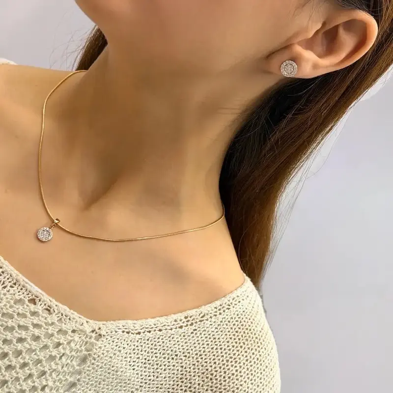 نیم ست گردنبند گوشواره طلایی ژوپینگ GA00130 Micro Pave