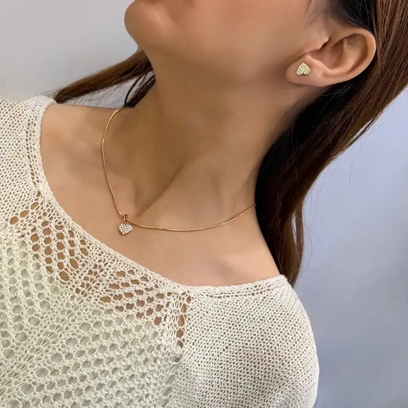 نیم ست گردنبند گوشواره طلایی قلبی ژوپینگ GA00133 Heart