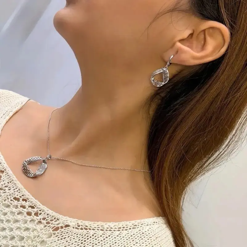 نیم ست گردنبند گوشواره نقره‌ای ژوپینگ GA00136 Modern Traditional