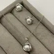 نیم ست گردنبند گوشواره نقره‌ای مرواریدی ژوپینگ GA00129 Pearl