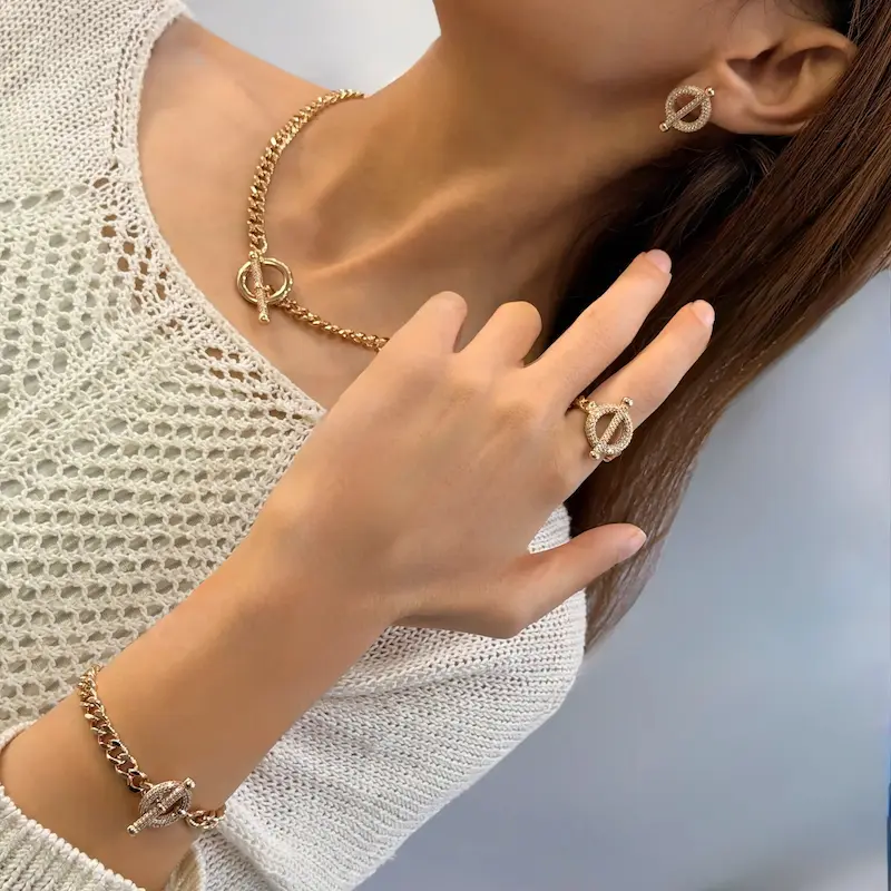ست کامل گردنبندگوشواره ددستبند انگشتر ژوپینگ کد GA00145