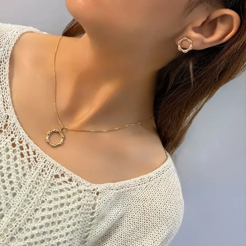 نیم ست گردنبندگوشواره طلایی ژوپینگ Bone Design کد GA00154