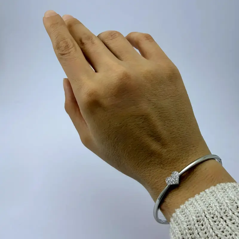 بنگل نقره‌ای ژوپینگ BA00187 diamond heart