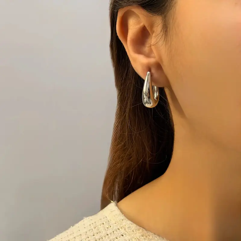 گوشواره نقره‌ای ژوپینگ آیینه‌ای GO00190
