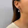 گوشواره نقره‌ای ژوپینگ مرواریدی GO00195