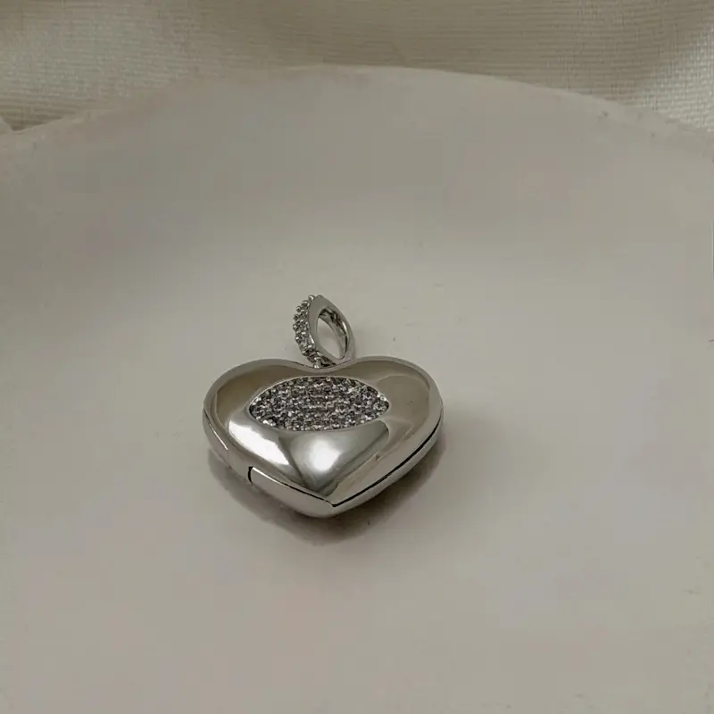پلاک نقره‌ای ژوپینگ قلب Diamond heart کد PL00009