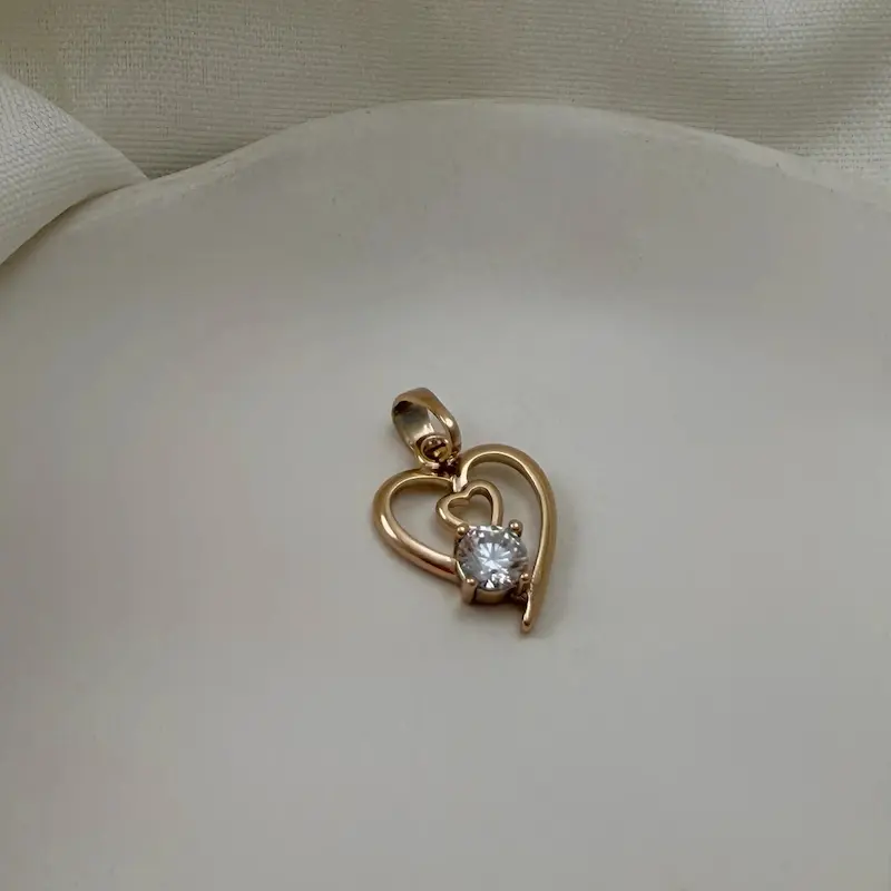 پلاک طلایی ژوپینگ قلب Diamond heart کد PL00010