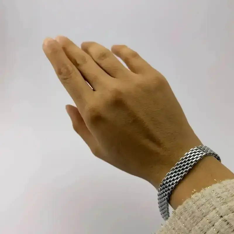 دستبند نقره‌ای استیل rolex کد DA00065