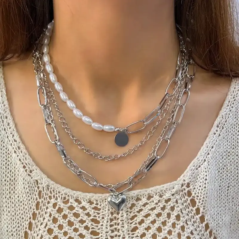  گردنبند نقره‌ای سه لاین