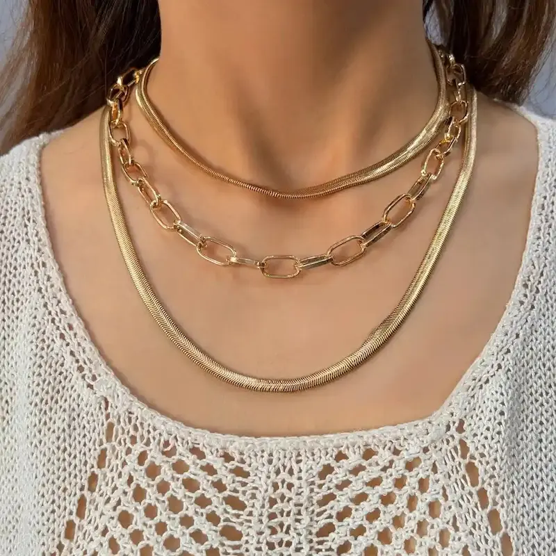  گردنبند طلایی سه لاین
