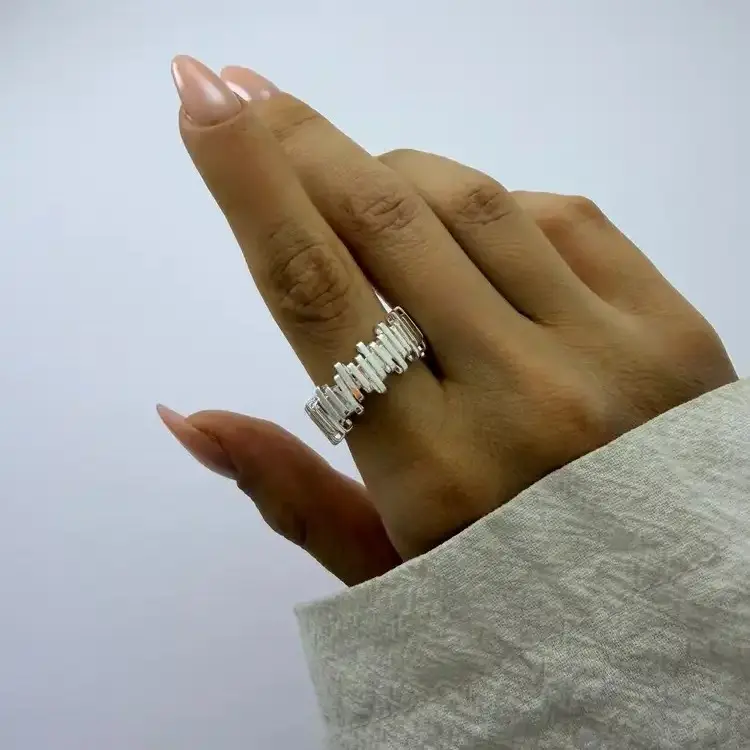 انگشتر نقره ای خط