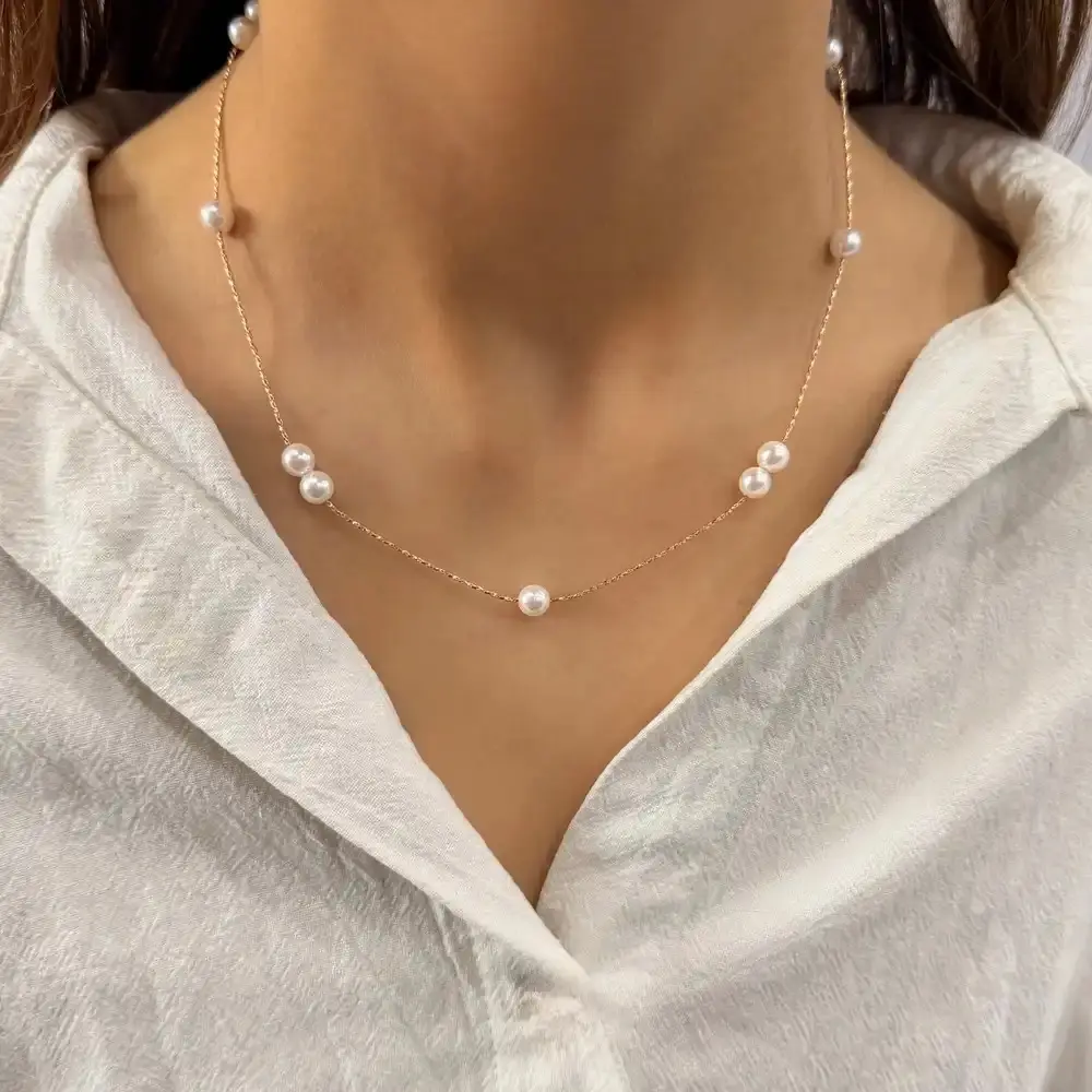 گردنبند طلایی مرواریدی ژوپینگ کد GA00173