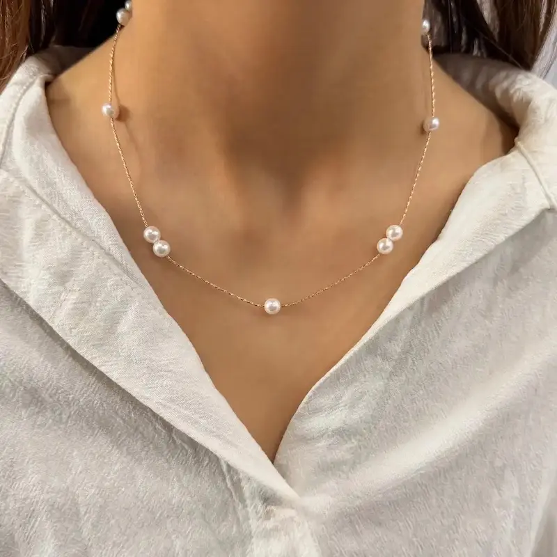 گردنبند طلایی مرواریدی ژوپینگ
