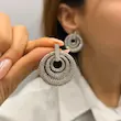 گوشواره نقره‌ای حلقه‌ای الماسه کد GO00216