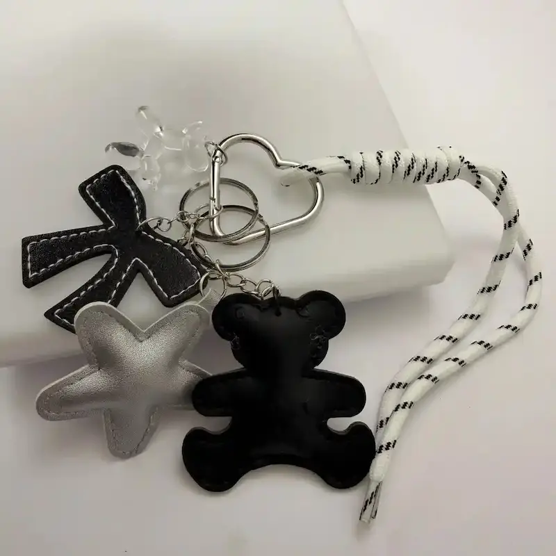 چارم بگ ستاره طوسی و خرس مشکی و ستاره طوسی کد CH00032
