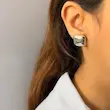 گوشواره نقره‌ای مربعی میخ نقره فشن کد GO00246