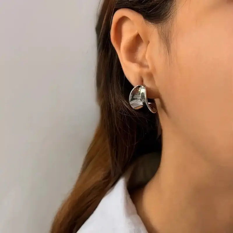 گوشواره نقره‌ای میخ نقره فشن کد GO00254