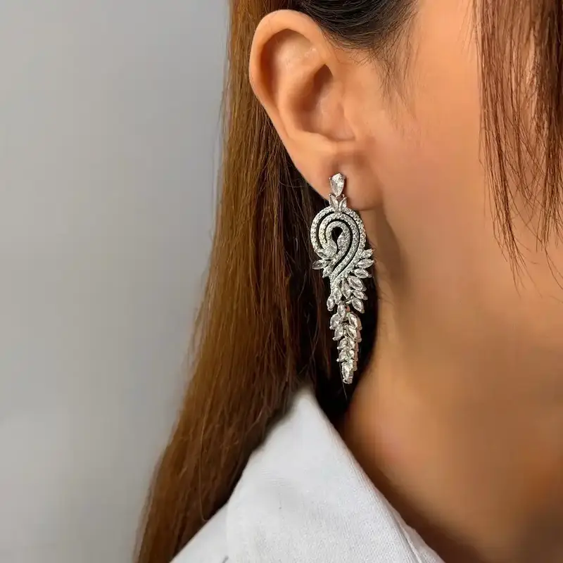 گوشواره فشن جواهری فول نگین کد GO00275