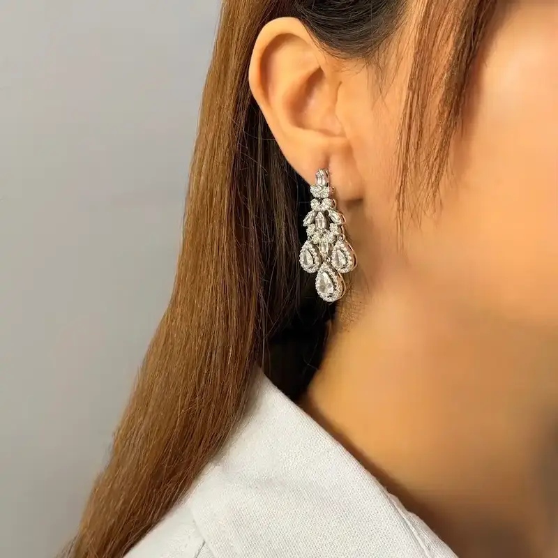 گوشواره فشن جواهری فول نگین کد GO00276