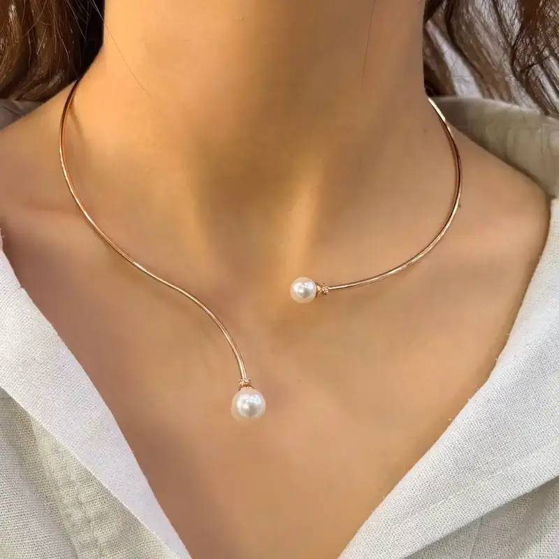 طوق طلایی مرواریدی ژوپینگ کد TO00007