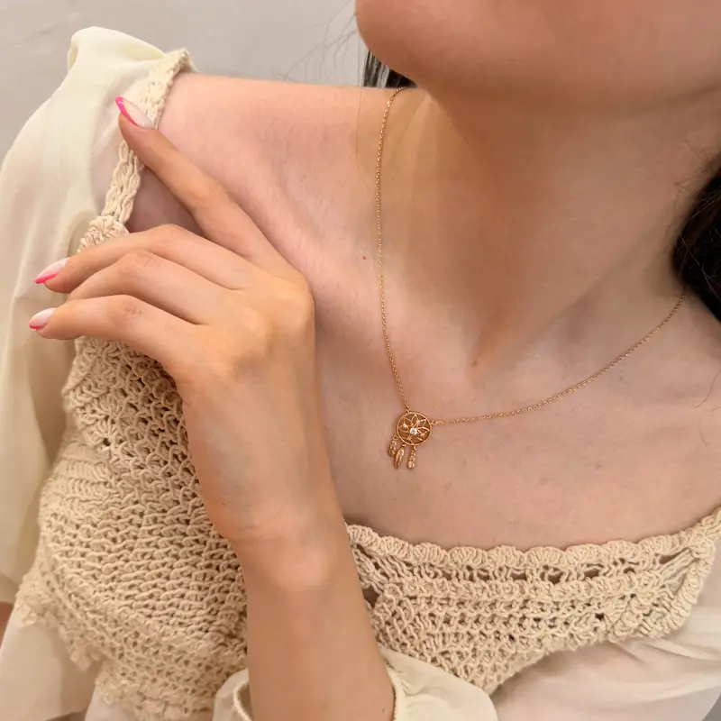 گردنبند طلایی نگین ژوپینگ کد GA00194