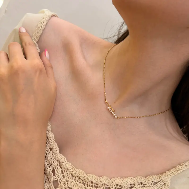 گردنبند طلایی مروارید کد GA00196