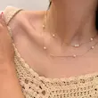 گردنبند طلایی آویز دولاین مرواریدی ژوپینگ کد GA00201