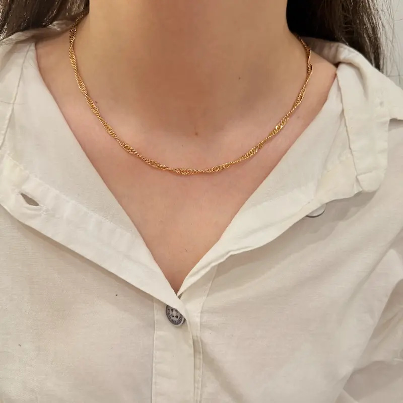 زنجیر طلایی کارتیر نازک ژوپینگ کد GA00207