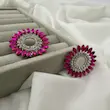 گوشواره جواهری سرخابی کد GO00288
