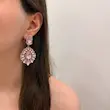 گوشواره جواهری آویز صورتی کد GO00289