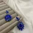 گوشواره جواهری آویز آبی کاربنی کد GO00290