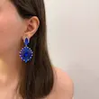 گوشواره جواهری آویز آبی کاربنی کد GO00290