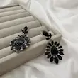 گوشواره جواهری آویز مشکی کد GO00292