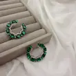گوشواره جواهری گرد سبز سلطنتی کد GO00293