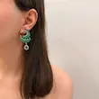 گوشواره جواهری هلال گرد سبز سلطنتی کد GO00294