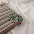 گوشواره جواهری هلال گرد سبز سلطنتی کد GO00294